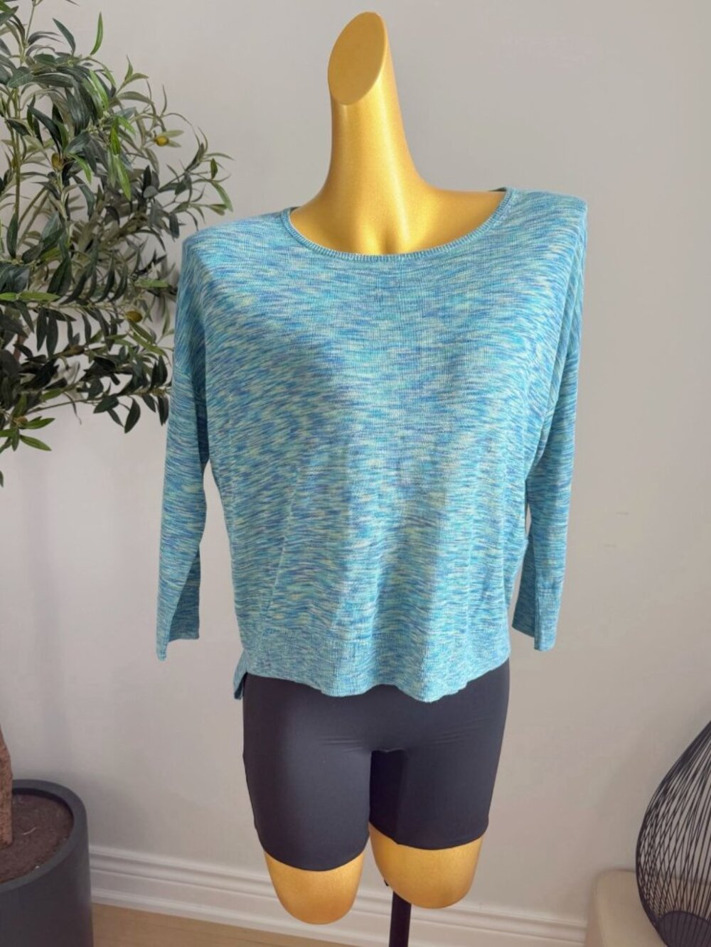 Wilfred Linen Blend Blue Green Marled Knit Sweater XS
